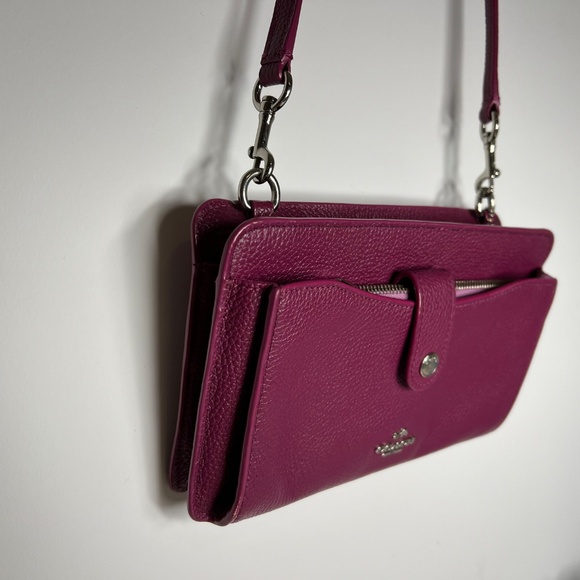 COACH Cross Body Bag Genuine Leather Magenta Purple Mauve EUC - Picture 3 of 16